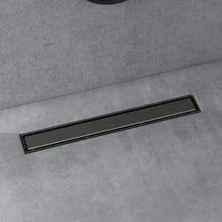 doporro Caniveau de Douche Italienne Extra Plate Gris en Inox 60 cm Drain de Sol à Carreler avec Siphon et Filtre KE110