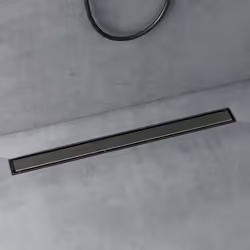 doporro Caniveau de Douche Italienne Extra Plate Gris en Inox 90 cm Drain de Sol à Carreler avec Siphon et Filtre KE110