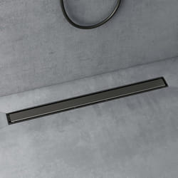 doporro Caniveau de Douche Italienne Extra Plate Gris en Inox 90 cm Drain de Sol à Carreler avec Siphon et Filtre KE110