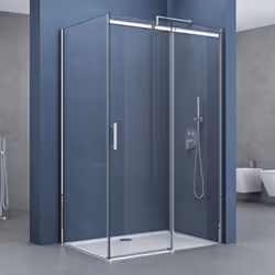 Cabine de douche en verre transparent avec porte coulissante Paroi latérale: 70cm | Côté avec porte: 100cm | Hauteur: 195cm V ...
