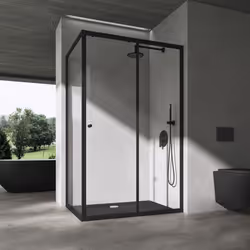 Sogood® Cabine de Douche en Angle Porte Coulissante Profilés Noir Verre de Sécurité avec Revêtement NANO 100x120 cm Ravenna16 ...