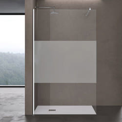Paroi de douche à litalienne 60cm avec bande opaque pare-douche Sogood Bremen2MS 60x200 verre de sécurité 10mm barre rectangulaire