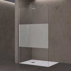 sogood Paroi de douche à litalienne avec bande opaque Bremen2MS 140x200 verre de sécurité 10mm stabilisateur rectangulaire