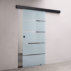 Sogood Porte Coulissante en Verre dIntérieur 90x215cm Bandes Opaques Poignée Ronde Porte Glissante Amalfi 11H