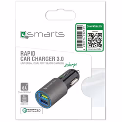 4smarts 4S464458 Universel Noir Lightning Charge rapide Auto