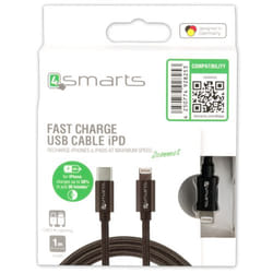 4smarts USB Type-C - Lightning 1 m Noir