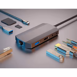 4smarts 468781, USB 3.2 Gen 1 (3.1 Gen 1) Type-C, 100 W, 1000 Mbit/s, Noir, Gris, MicroSD (TransFlash), SD, 4K Ultra HD