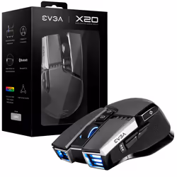 EVGA X20, Droitier, Optique, RF Wireless + Bluetooth + USB Type-A, 16000 DPI, Gris