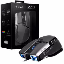 EVGA X17, Droitier, Optique, USB Type-A, 16000 DPI, Gris