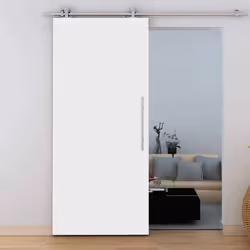 Schulte porte coulissante en bois 90x206cm porte intérieure pleine bois blanc rail apparent - barre + softclose