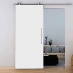 Schulte porte coulissante en bois 90x206cm porte intérieure pleine bois blanc rail apparent - barre + softclose
