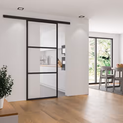 Schulte porte coulissante en verre 88x203cm porte intérieure porte vitrée décor industriel noir-double amortisseur softclose
