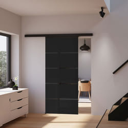 Schulte porte coulissante en verre 90x203cm porte coulissante intérieure  sablé anthracite double amortisseur softclose