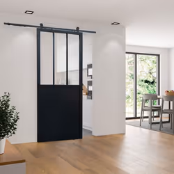 Schulte porte coulissante en verre 90x215cm porte coulissante intérieure porte vitrée décor industriel noir - double softclos ...