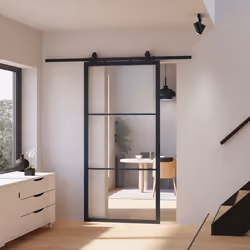 Schulte porte coulissante en verre 102x220cm porte coulissante intérieure porte vitrée noir RAL 9005 - double softclose