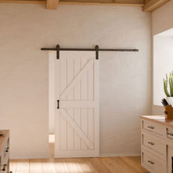Schulte porte coulissante en bois 102x215cm porte intérieure pleine porte de grange chêne oak blanc système ouvert noir