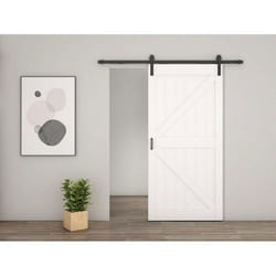 Schulte porte coulissante en bois 90x215cm porte intérieure pleine porte de grange chêne oak blanc système ouvert noir
