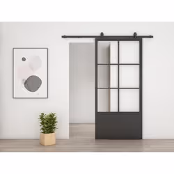 Schulte porte coulissante en verre 102x220cm porte coulissante intérieure verrière Loftstyle noir RAL 9005 - double softclose
