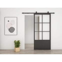 Schulte porte coulissante en verre 102x220cm porte coulissante intérieure verrière Loftstyle noir RAL 9005 - double softclose