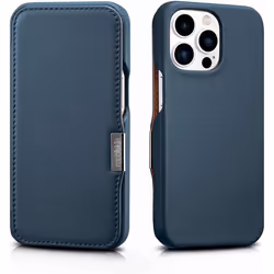 Étui en cuir véritable - Mobiskin - iPhone 13 Pro Max - Protection élégante - Design slim - Couleur bleue