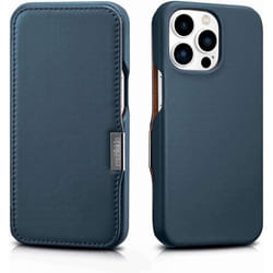 Étui en cuir véritable - Mobiskin - iPhone 13 Pro Max - Protection élégante - Design slim - Couleur bleue