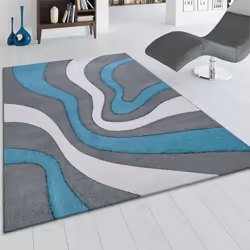 Paco Home Tapis De Créateur Avec Contours Découpés Motif à Carreaux En Turquoise Gris Turquoise 160x230 cm