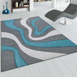 Paco Home Tapis De Créateur Avec Contours Découpés Motif à Carreaux En Turquoise Gris Turquoise 160x230 cm