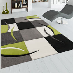 Paco Home - Tapis De Créateur Aux Contours Découpés à Carreaux En Vert Noir 80x300 cm