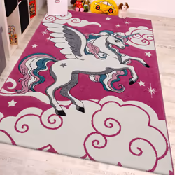 Chambre d'enfant Tapis Pour Enfant La Petite Licorne En Rose Crème Turquoise Les tapis pour enfants colorés apportent de la b ...