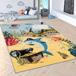 Tapis Pour Enfant Poisson-Clown Turquoise Chambre d'enfant Tapis Motif Turquoise Les tapis pour enfants colorés apportent de ...