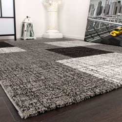Paco Home - Tapis Moderne à Carreaux Poils Courts Moucheté Gris Crème Brun 200x290 cm