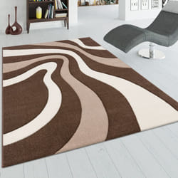 Paco Home - Tapis De Créateur Aux Contours Découpés Motif Vagues En Marron Beige Crème 60x110 cm