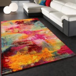 Paco Home - Tapis Design Moderne Toile Optique Multicolore Vert Bleu Rouge Jaune 200x290 cm