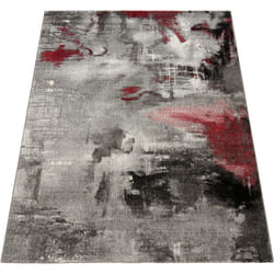 Paco Home - Tapis Design Moderne Toile Splash Gris Rouge Crème Marbré 200x290 cm