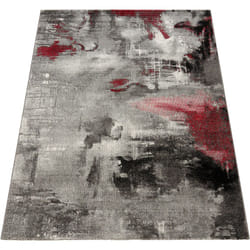 Paco Home - Tapis Design Moderne Toile Splash Gris Rouge Crème Marbré 120x170 cm