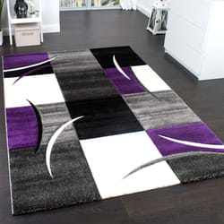 Paco Home - Tapis De Créateur Aux Contours Découpés à Carreaux En Purpre Violet 160x230 cm