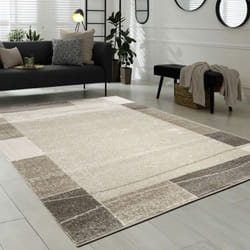 Paco Home - Tapis De Créateur Contemporain à Lignes Et Carreaux En Marron Crème Beige Noir 120x170 cm
