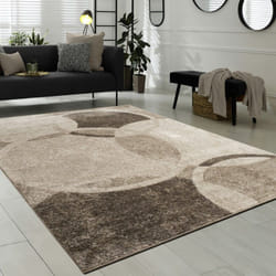 Paco Home Tapis De Créateur Contemporain Avec Cercles Marbré En Beige Noir Crème 240x340 cm