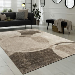 Paco Home - Tapis De Créateur Contemporain Avec Cercles Marbré En Beige Noir Crème 160x220 cm