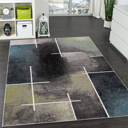 Paco Home - Tapis Design Moderne Trendy Moucheté Tape l'Oeil Turquoise Vert Gris Anthracite 60x100 cm