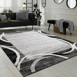 Paco Home - Tapis de Salon Moderne Avec Bordure Tapis De Marque Moucheté Gris Noir Crème 190x280 cm