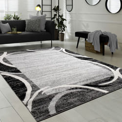Paco Home - Tapis de Salon Moderne Avec Bordure Tapis De Marque Moucheté Gris Noir Crème 240x340 cm