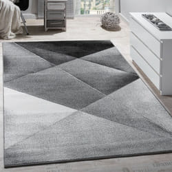 Paco Home - Tapis Design Moderne Motifs Géométriques Poils Ras Gris Noir Blanc Chiné 70x250 cm