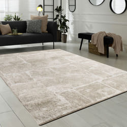 Paco Home - Tapis De Salon Poils Ras Moderne Motife Pierre Abstrait 3D Marron Beige 60x100 cm
