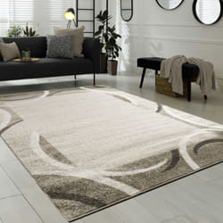 Paco Home - Tapis de Salon Moderne Avec Bordure Tapis De Marque Moucheté Marron Noir Beige 120x170 cm