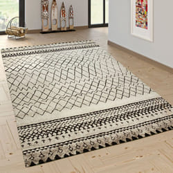 Paco Home - Tapis Créateur Moderne Scandinave Tendance Motif Zigzag Noir Crème 80x150 cm