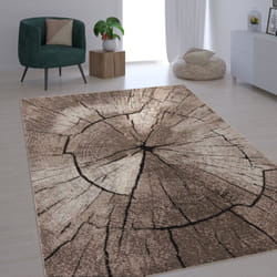 Paco Home - Tapis Design Élégant Salon Tronc D'Arbre Effet D'Optique Nature Gris Brun Beige 120x170 cm