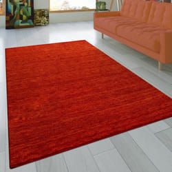 Paco Home Tapis Salon Chambre Adulte Poils Ras Naturel Uni Tissé A La Main Moderne 200x300 cm, Terracotta