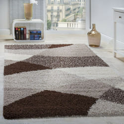 Paco Home Tapis Shaggy Poils Hauts Longs Doux Motifs Géométriques Différents Coloris 70x250 cm, Marron