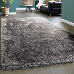 Paco Home - légant Tapis Shaggy Poils Hauts Uni Moelleux Brillant En Gris Gris Clair 60x100 cm